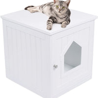 Casa para gatos decorativa y mesa auxiliar Internet's Best, casa para mascota de interior con cerramiento de caja de arena - BESTMASCOTA.COM