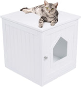 Casa para gatos decorativa y mesa auxiliar Internet's Best, casa para mascota de interior con cerramiento de caja de arena - BESTMASCOTA.COM