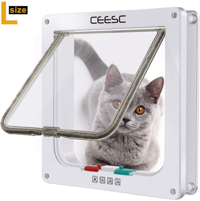 CEESC Puerta magnética para gato con 4 vías de bloqueo para gatos, gatitos y gatitos, 3 tamaños y 2 opciones de colores - BESTMASCOTA.COM