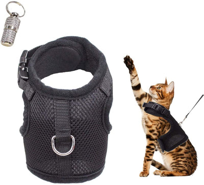 WONDERPUP - Arnés ajustable para gato con correa para caminar, a prueba de escape, malla de aire suave para gatitos, cachorros, conejos, perros pequeños - BESTMASCOTA.COM