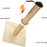 Akarden rascador de gato, 360 grados, rascador de garra de gato con bola colgante, muebles de gato, felpa suave y suave, 26.3 pulgadas de altura - BESTMASCOTA.COM