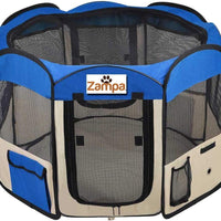Zampa Portable Foldable Pet playpen Exercise Pen Kennel + Carrying Case for Larges Dogs Small Puppies/Cats | Indoor/Outdoor Use | Water Resistant - BESTMASCOTA.COM