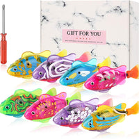 Creative Cat Fish Toys 8 paquetes con 32 pilas LR44 y 4 modos de natación LED robot de agua para gatos grandes y medianos y pequeños - BESTMASCOTA.COM