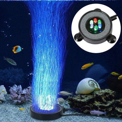 Lámpara LED para acuario con difusor de piedra de aire, difusor de aire para pecera con hebilla, colorida iluminación de fondo - BESTMASCOTA.COM