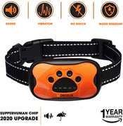 MONTAUR Collar de corteza de perro – sin vibración y sin sonido para perros – 7 niveles de sensibilidad anti ladridos – Collar de control de ladridos – 100% impermeable sin corteza, L, M, S, Anaranjado/azul - BESTMASCOTA.COM