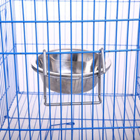 qbleev [2 Pack] tazas cuencos de comida y agua colocado en jaula de pájaros, comedero de acero inoxidable plato con gancho de alambre para loros animales pequeños gallinero conejo pinzones 4.33" L1.4 W - BESTMASCOTA.COM
