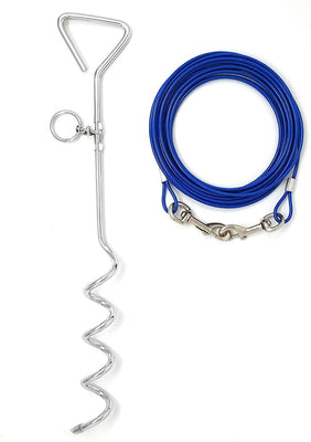 Xavier Training Solutions - Estaca para perro y corbata para perros con 164.0 ft Cable fuerte completo sin enredos, sistema de retención para perros de gato para patio, camping, al aire libre, mascotas de hasta 70 lb - BESTMASCOTA.COM