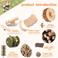ShellKingdom Hamster Chewing Toys, Guinea Pig Chinchilla Natural Wooden Dumbbells Exercise Bell Roller Stick Seesaw Swing Teeth Care Chew Molar Toy Accessories for Gerbil Rat Rabbit Bird Bunny - BESTMASCOTA.COM