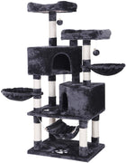 BEWISHOME Condominio de árbol de gato de varios niveles con postes de rascador de sisal, perchas, casas, hamaca y cestas, muebles de torre de gato Kitty centro de actividad Kitten Play House MMJ05 - BESTMASCOTA.COM