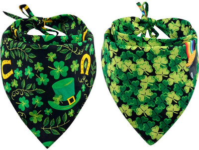 KZHAREEN 2 Pack St. Patrick's Day Dog Bandana Reversible Triangle Bibs Scarf Accessories for Dogs Cats Pets Animals - BESTMASCOTA.COM