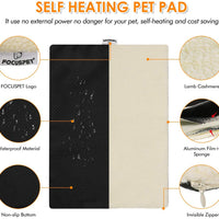Focuspet - Alfombrilla térmica para gato, almohadilla de calefacción para mascotas, 19 x 16 pulgadas, 28 x 20 pulgadas, almohadilla de auto calentamiento para perros y gatos, impermeable, innovadora y respetuosa con el medio ambiente - BESTMASCOTA.COM