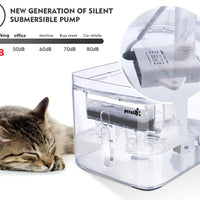 Fuente de agua Pecute para gatos, 3 l/3 modo de salida automático, diseño transparente, dispensador de agua para perro con 2 filtros reutilizables para gatos, perros, múltiples mascotas - BESTMASCOTA.COM
