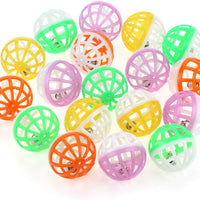 chiwava 48pcs 1.6" gato juguete bola con Bell de plástico entramado de Jingle Balls gatito Chase Pounce Sonajero Juguete Assorted Color - BESTMASCOTA.COM