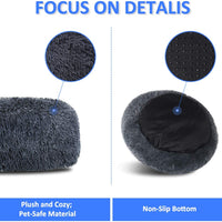 FOCUSPET Cama para perro o gato, cama para mascotas de piel sintética, redonda, cómoda, tamaño de 23 pulgadas y 30 pulgadas, cama ultra suave y calmante para perros y gatos, cama con cojín para dormir de auto calentamiento interior - BESTMASCOTA.COM