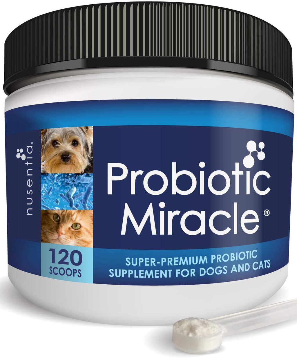nusentia Probiotics Probiotico milagro Premium Fórmula para Wellness de apoyo para perros y gatos, 44 Gramos de polvos 120 Raciones - BESTMASCOTA.COM