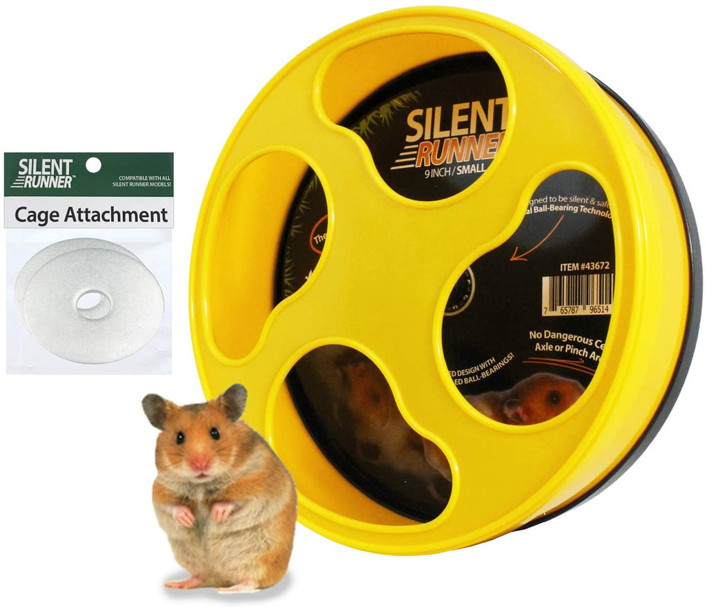 Exotic Nutrition Silent Runner 9" - Rueda + jaula de fijación (sin soporte) para hámsters, gérmenes, ratones - BESTMASCOTA.COM