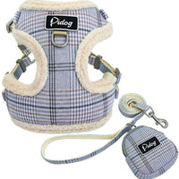 Didog Juego de arnés y correa para perro suave/acogedor, con bonitas bolsas, arnés de malla transpirable a prueba de fugas, clásico a cuadros/espalda abierta, para perros pequeños, gatos - BESTMASCOTA.COM