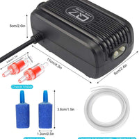 Bomba de aire de acuario Rifny, kit de bomba de aire ajustable con válvula de aire de doble salida, bomba de oxígeno del tanque de peces con piedras de aire válvulas de retención de tubo de silicona para 1-80 galones - BESTMASCOTA.COM