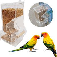 HEEPDD Alimentador de jaula para pájaros, de acrílico a la moda, alimentador de semillas de comida para mascotas, sin líos, alimentador automático de loros con perca para Finch de parakeet de cacatúas - BESTMASCOTA.COM