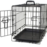 Jaula de metal plegable de doble puerta para perros, jaula de alambre con separador y bandeja para entrenamiento de mascotas, modelo de 2019 recién diseñado - BESTMASCOTA.COM