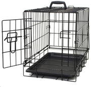 Jaula de metal plegable de doble puerta para perros, jaula de alambre con separador y bandeja para entrenamiento de mascotas, modelo de 2019 recién diseñado - BESTMASCOTA.COM