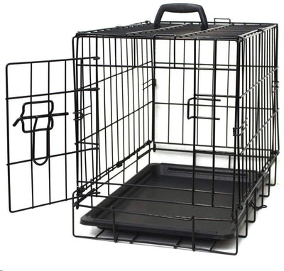 Jaula de metal plegable de doble puerta para perros, jaula de alambre con separador y bandeja para entrenamiento de mascotas, modelo de 2019 recién diseñado - BESTMASCOTA.COM