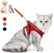 Arnés para gato con correa, arnés ajustable de malla suave reflectante para mascotas, versión extendida del arnés de tira reflectante, adecuado para gatitos, cachorros, mascotas pequeñas - BESTMASCOTA.COM