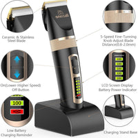 oneisall Cortapelos para perros profesionales, 2 velocidades, silencioso, recargable, inalámbrico, para aseo de mascotas, para perros pequeños y grandes, gatos, color negro - BESTMASCOTA.COM