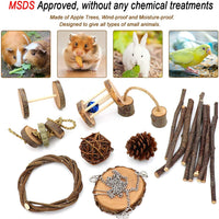ZALOVA - Juguetes de cobaya, 9 piezas de madera natural de pino hámster masticar juguetes ratas chinchillas juguetes accesorios mancuernas de ejercicio, rodillo de cuidado de dientes molar juguete para conejos jerbiles - BESTMASCOTA.COM