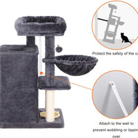 FEANDREA Árbol de gato de varios niveles con comedero, postes rascadores cubiertos de sisal, doble condominio, centro de actividad, muebles de torre de gato, gris ahumado UPCT57G - BESTMASCOTA.COM