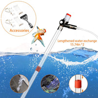SSRIVER - Kit de limpiador de grava para acuario con boquilla larga para cambiar el agua y limpiar la grava del filtro con botón de presión de aire y controlador de flujo de agua ajustable, sin BPA - BESTMASCOTA.COM