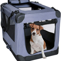 Caja de tela para perros, jaula para uso interior y exterior, de tela suave, 3 caras, puerta plegable, transportador de viaje con correas, Arf Pets - BESTMASCOTA.COM