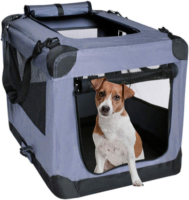 Caja de tela para perros, jaula para uso interior y exterior, de tela suave, 3 caras, puerta plegable, transportador de viaje con correas, Arf Pets - BESTMASCOTA.COM
