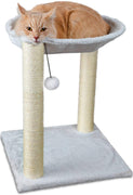 OxGord, casa de árbol para gato 12 x 12 x 13 con torre para rascarse, cama, hamaca y pelota, multiuso, 2 niveles, color blanco - BESTMASCOTA.COM