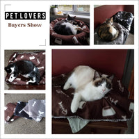 Manta para perro, suave y cálida, con estampado de huellas, para perros pequeños, medianos, grandes, gatos, cachorros, gatitos, otros animales, color negro, gris - BESTMASCOTA.COM