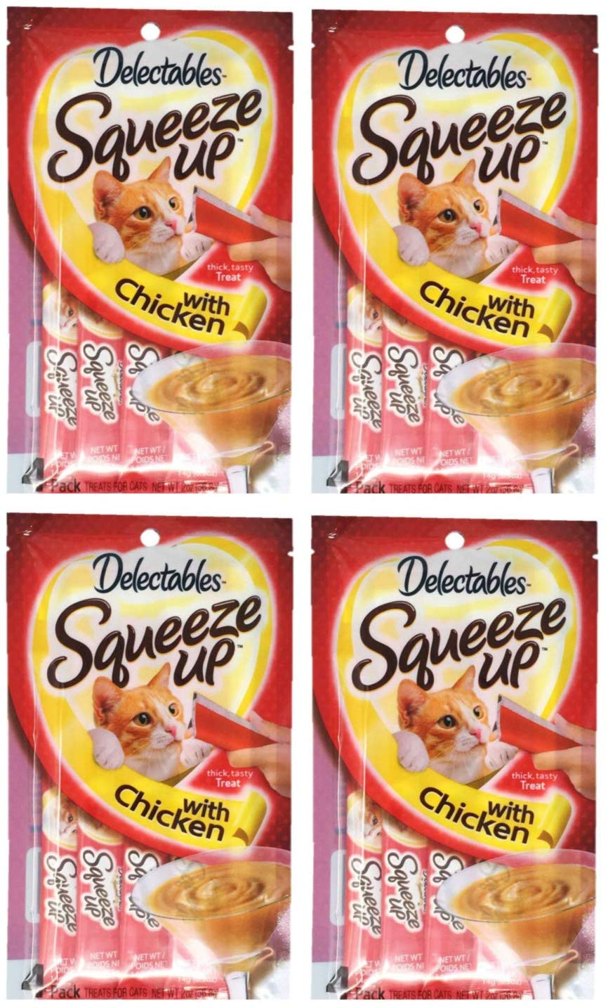 Delectables Squeeze Up Hartz Cat Treats paquete de 4 bolsas de sabores, 2.0 oz cada uno - BESTMASCOTA.COM