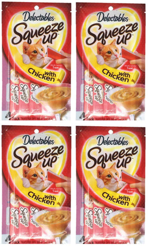 Delectables Squeeze Up Hartz Cat Treats paquete de 4 bolsas de sabores, 2.0 oz cada uno - BESTMASCOTA.COM