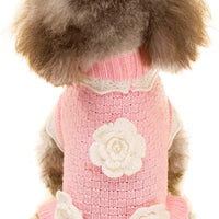 Joytale Turtleneck - Ropa de invierno para perro o mascota, diseño de flores, color rosa - BESTMASCOTA.COM