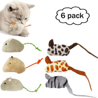 Gato Juguetes ratones de pelo, suave y duradero para la diversión para jugar con, chupete mouse Catnip ratones para gatito, ratones de juguete de 6 por paquete - BESTMASCOTA.COM