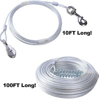 PUPTECK Cable reflectante para perro – Cable de amarre de peso pesado de 100 pies con corredor de 10 pies para perro de hasta 125 libras - BESTMASCOTA.COM