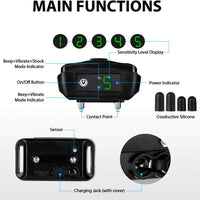 Collar de corteza de perro PetYeah, 5 niveles de sensibilidad e intensidad ajustables, dos modos antiladridos recargables, impermeables y reflectantes, sin control de ladridos para perros pequeños, medianos y grandes, Adjustable, Negro - BESTMASCOTA.COM