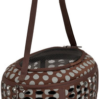 petmate 21789 curvations Underseat mascota pequeña Traveler con tapa, diseño de lunares, color café/gris - BESTMASCOTA.COM