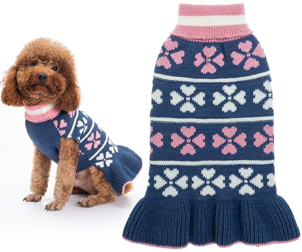 KOOLTAIL Dog Sweater Dress Turtleneck Winter Clothes - Warm Girl