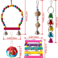 BWOGUE - 5 piezas de juguetes colgantes para pájaros, jaula para pájaros, hamaca, columpio, juguete colgante para pequeños periquitos, cacatúas, conures, macaws, loros, pájaros de amor, pinzones. - BESTMASCOTA.COM