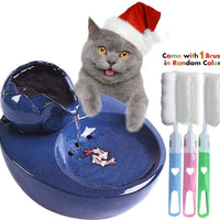 Jyipsonm - Fuente de agua de cerámica para gatos, automática, dispensador de agua eléctrico para perros, cuenco de agua ultrasilencioso para gatos y perros, color azul - BESTMASCOTA.COM
