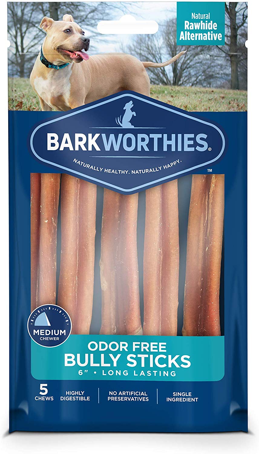 Barkworthies Odor-Free Bully Sticks - Healthy Dog Chews - Protein-Packed, Highly Digestible, All-Natural Rawhide Alternative Dog Treats - Promotes Dental Health - BESTMASCOTA.COM