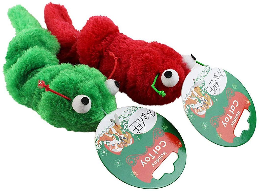 Vibrating Navidad Caterpillar Cat Toy- 2 Pack by midlee - BESTMASCOTA.COM