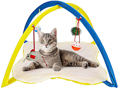 Animales Favorite Cat Play Mat, tienda de campaña Centro de Actividad con colgar juguetes - BESTMASCOTA.COM