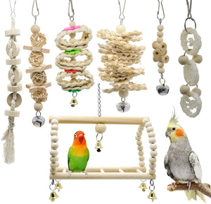 Deloky - Juego de 7 paquetes de juguetes para masticar loros para pájaros, apto para pequeños parakeets, cacatolas, conos, aletas, guacamayos, loros, pájaros de amor - BESTMASCOTA.COM