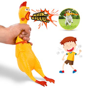 Divertido goma de 15" gritando pollo juguete para niños y mascotas – muy duradero y divertido pollo Perro Chew Squeaky Toy – Silly apretar y emite sonido novedad Idea de regalo – colores vibrantes y Wacky diseño - BESTMASCOTA.COM